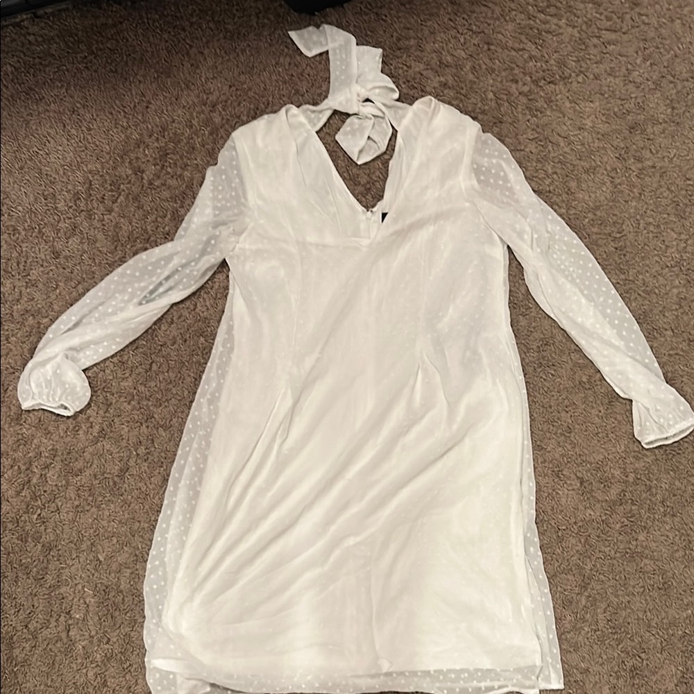 INC International Concepts White A-line Bishop Sleeve Dress